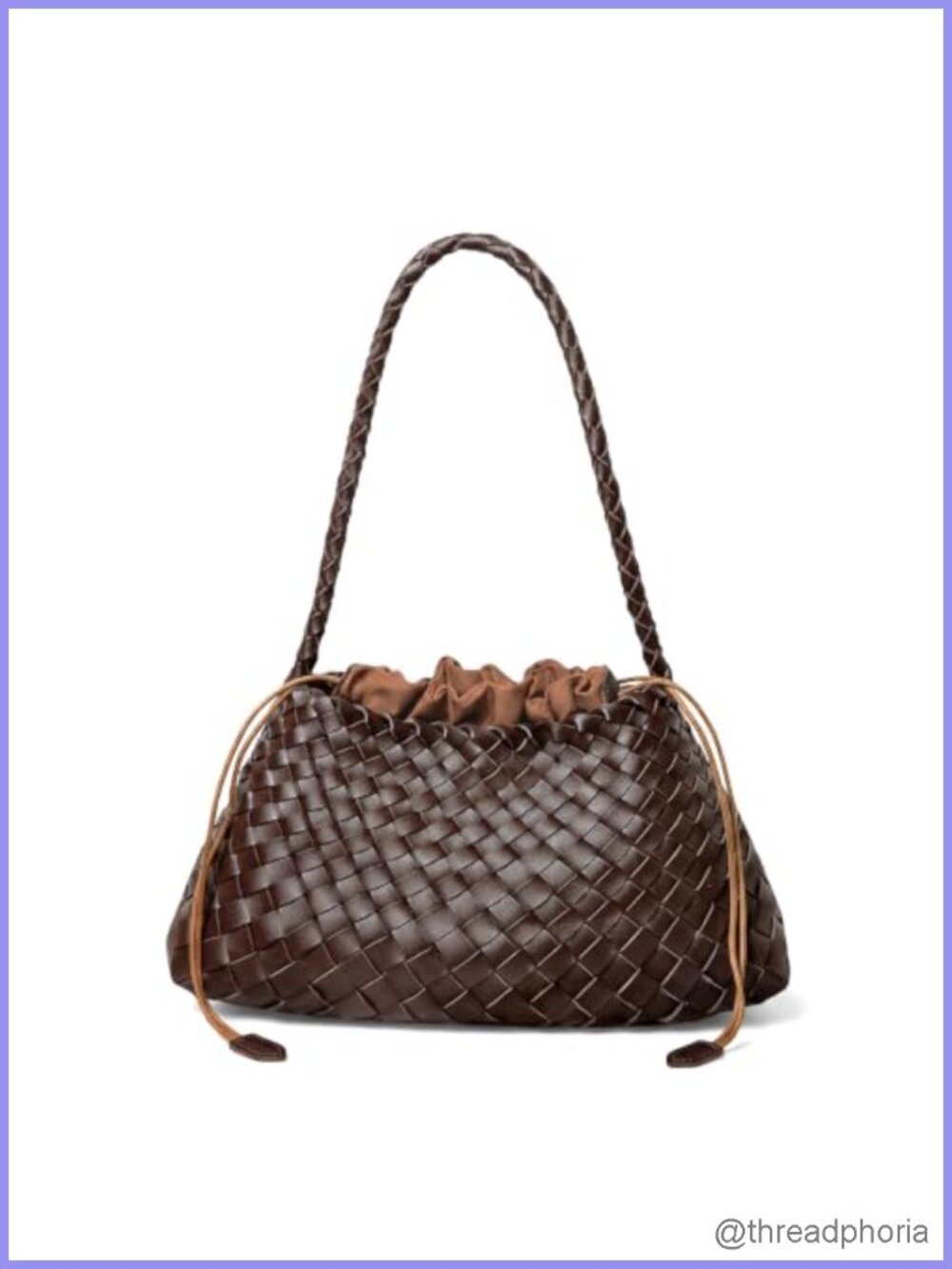 Woven Vegan Leather Hobo Shoulder Bag Tote Handbag